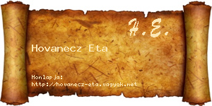 Hovanecz Eta névjegykártya